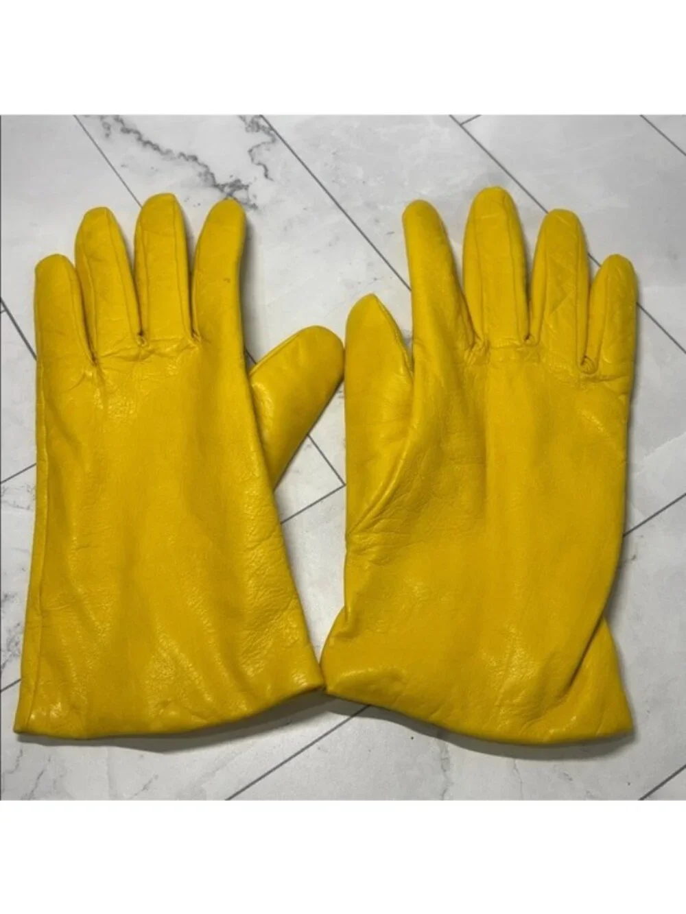 Fratelli Orsini Everyday Womens Yellow 100% Cashmere Lined Leather Gloves Size 7